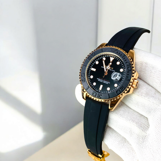 Rolex GMT Master Oyster Flex Strap Watch In Black