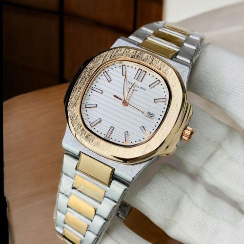 Patek Philippe Mans Chain Wrist Watch Two Tone